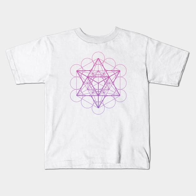 Metatron's Cube Merkaba Sacred Geometry Kids T-Shirt by LadyMoldavite